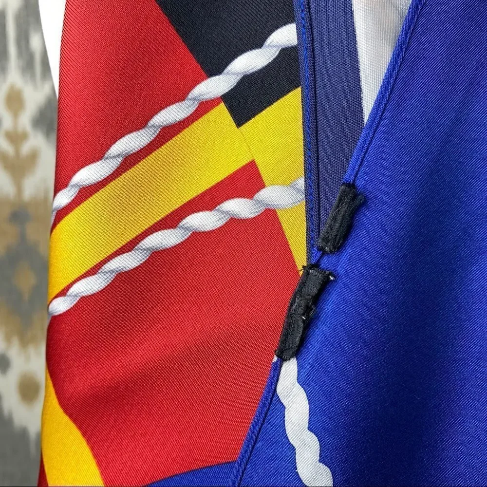 Ralph Lauren Multi Regatta Yacht Silk Scarf Silver Link Necklace Halter Top - Picture 14 of 16